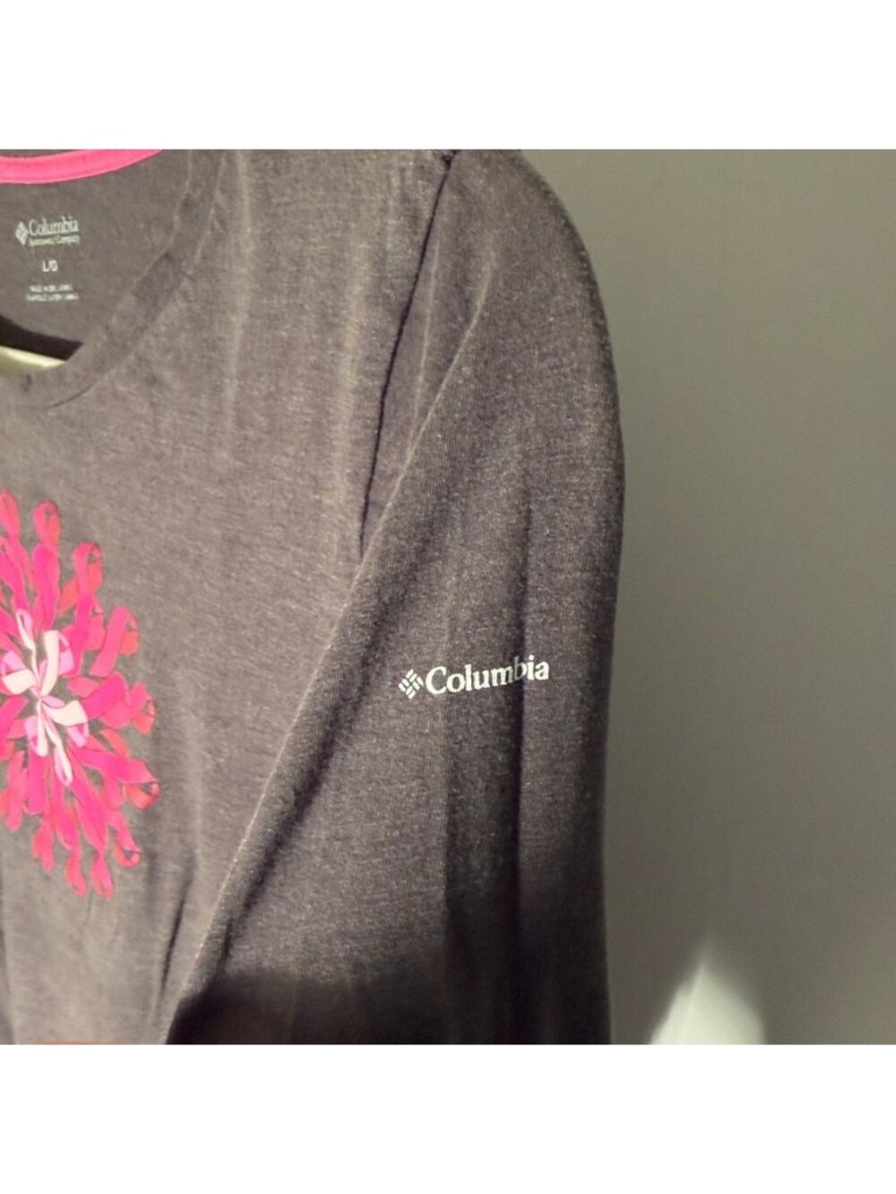 Women's Charcoal Long-Sleeve Tee, Fighting Breast Cancer Ribbons - Picture 3 of 5